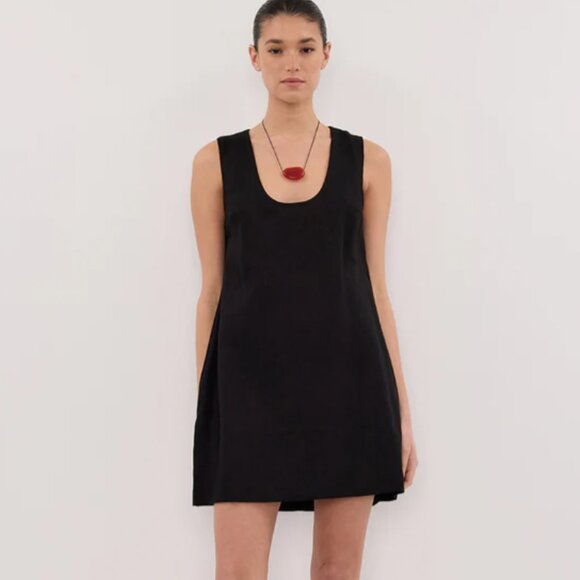 New DISSH LOTUS BLACK LINEN MINI DRESS - Picture 1 of 5